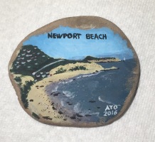 Newport Beach II, Gouache on Stone, 2016