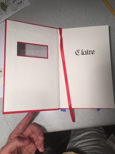 Claire's Book (Inside Cover), Hand bound book, 2016