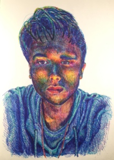 Self Portrait, Colored Pens, 2016